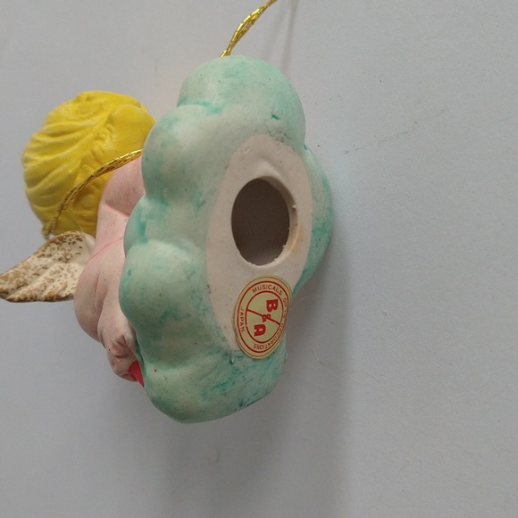 Vintage Ceramic Angel Christmas Ornament On Cloud B&A Japan Sweet - Picture 4 of 4